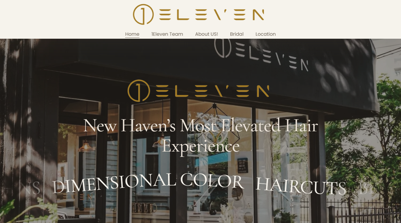 Website screenshot for 1Eleven Salon