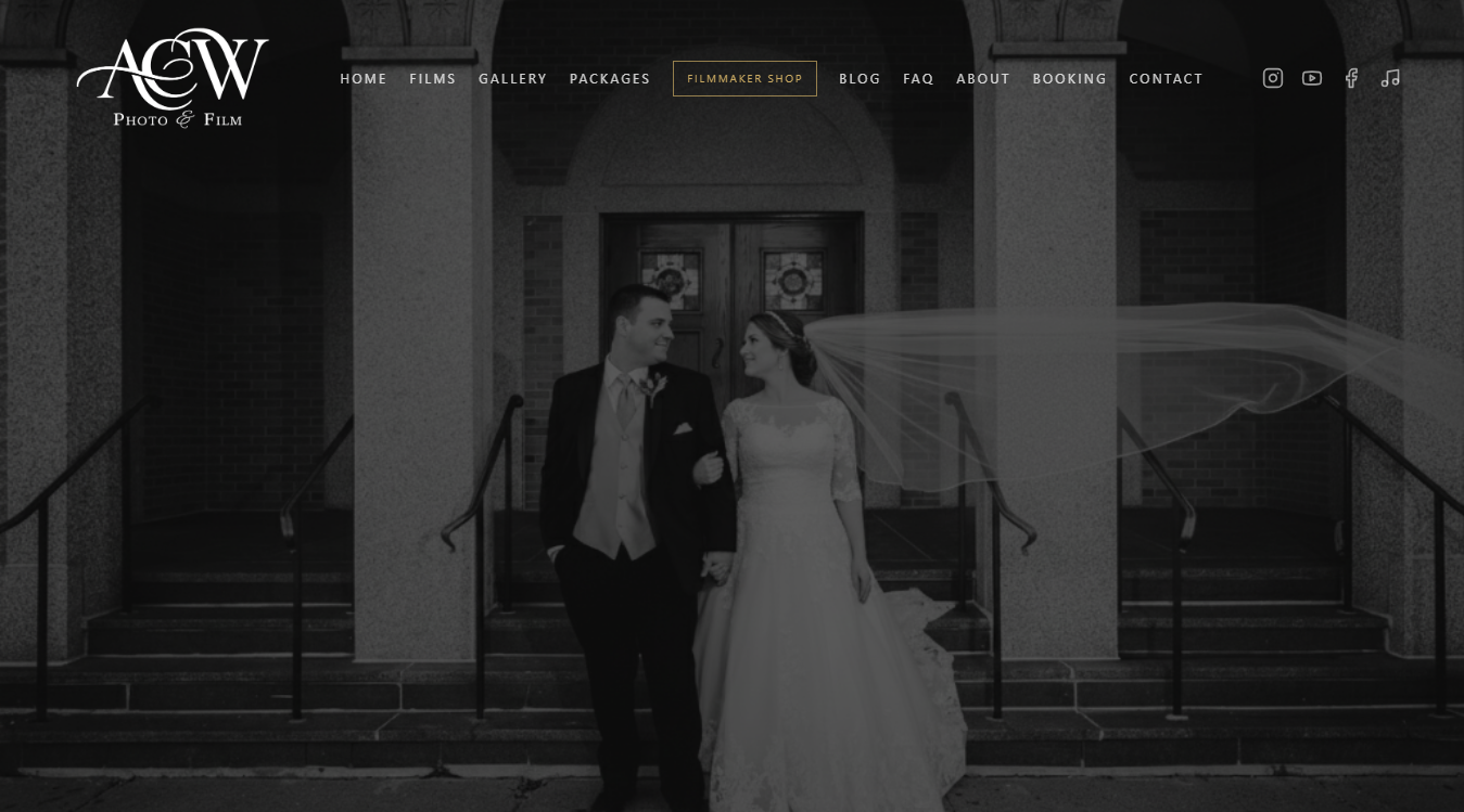 Website screenshot for A Cinematic Wedding