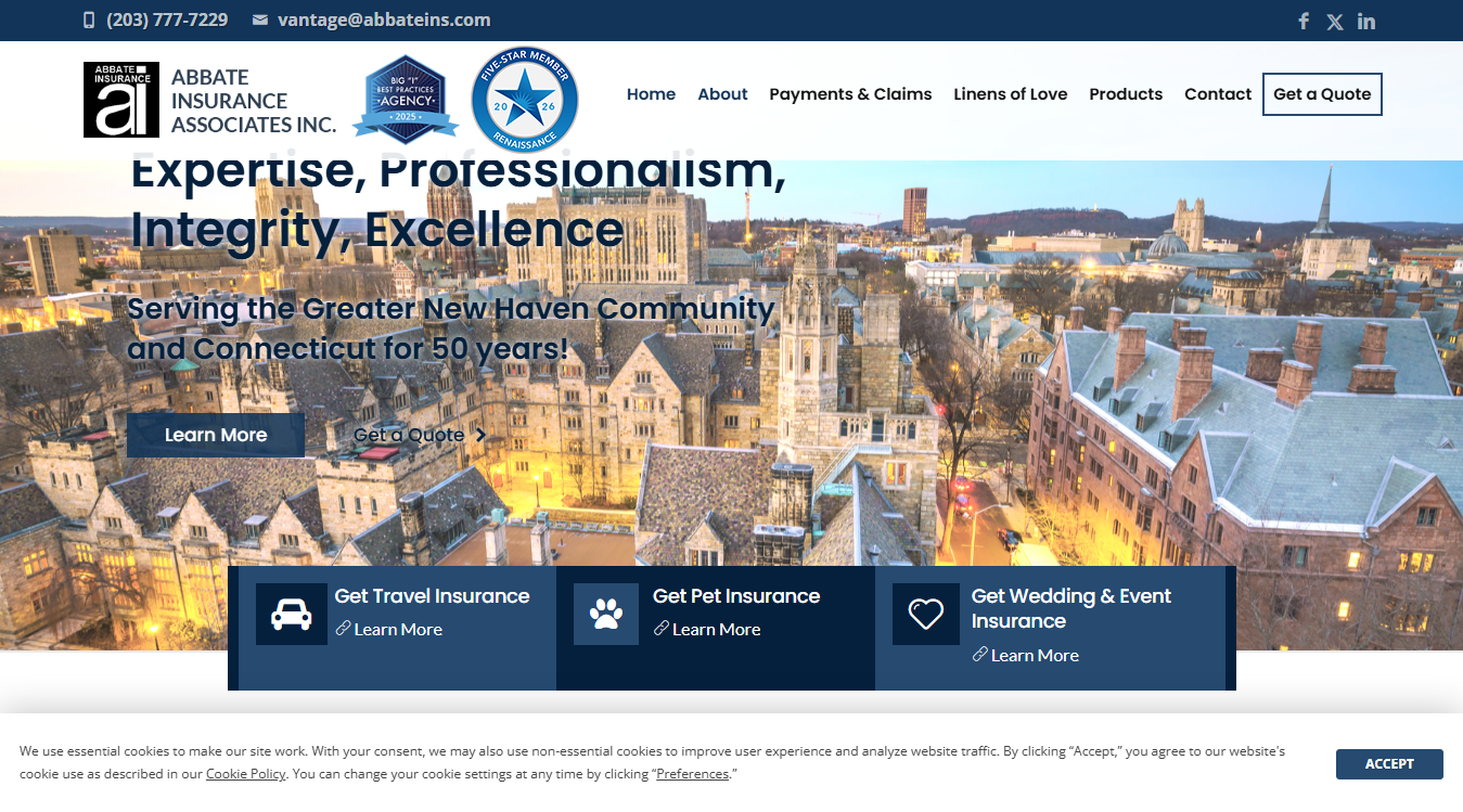 Website screenshot for Abbate Insurance Associates, Inc.
