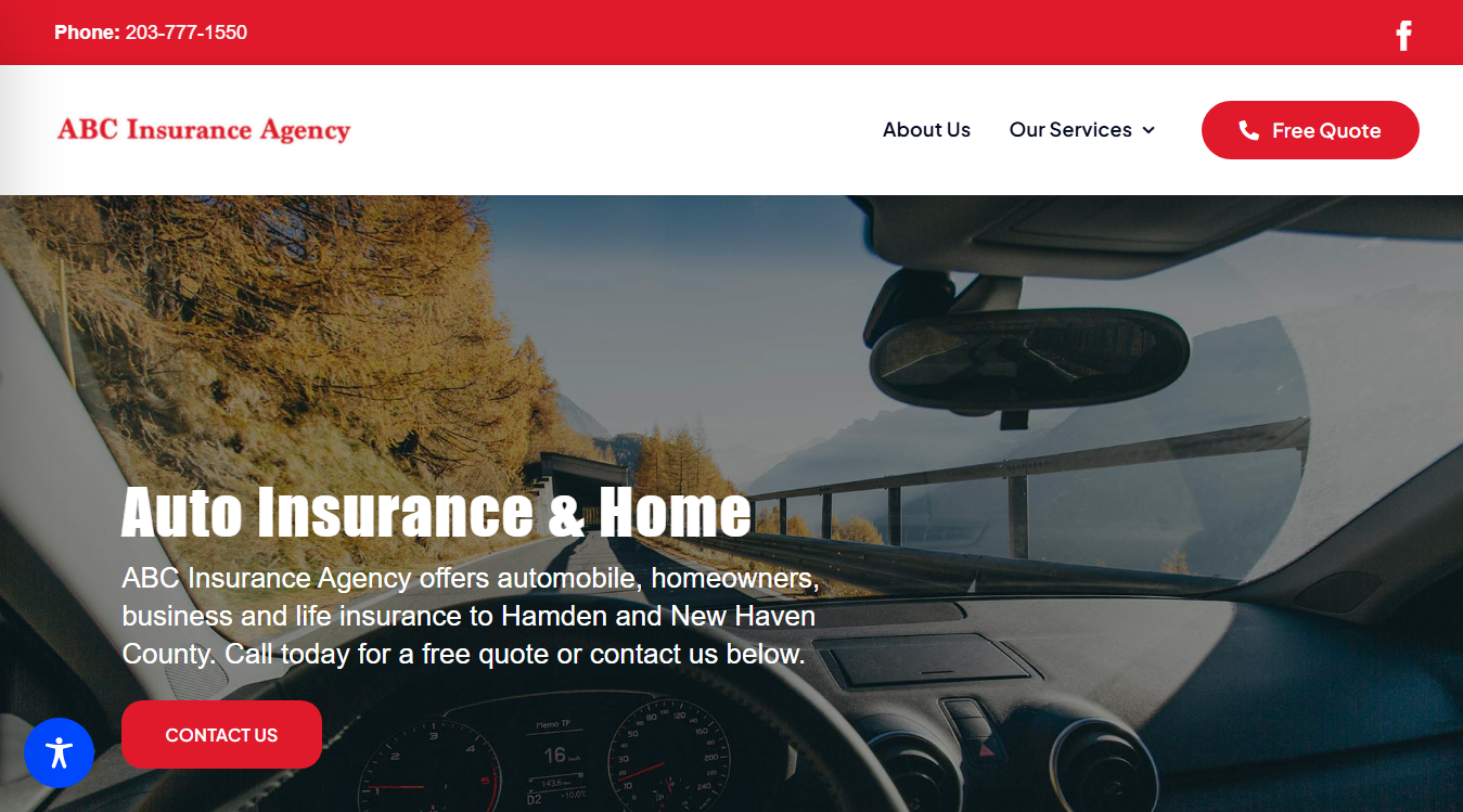 Website screenshot for ABC Auto Insurance