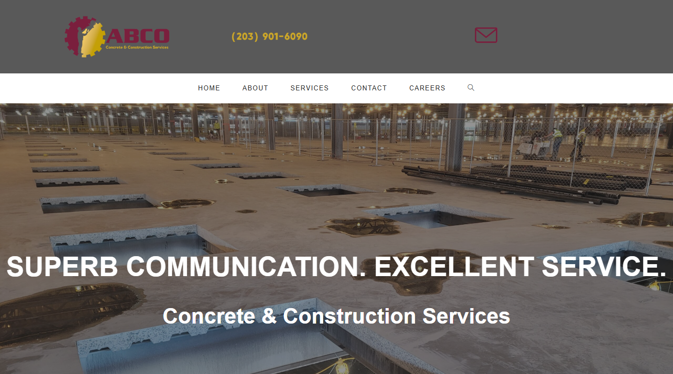Website screenshot for ABCO Concrete Cutting & Pouring