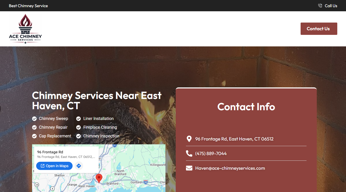 Website screenshot for Ace Chimney Services