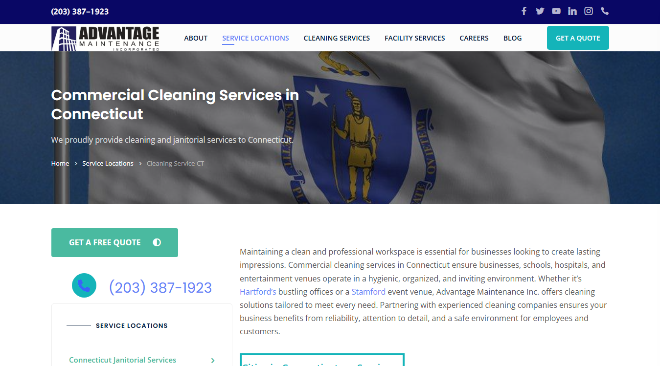 Website screenshot for Advantage Maintenance Inc