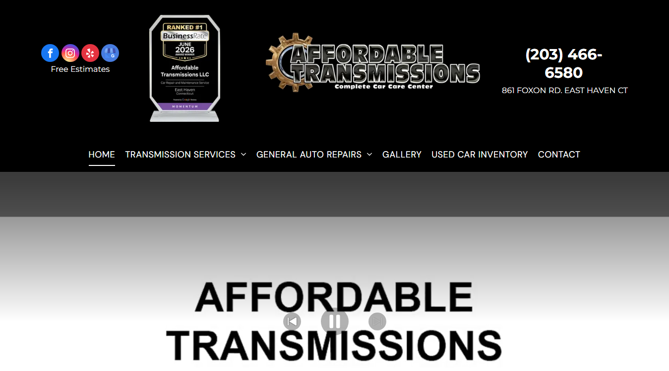 Website screenshot for Affordable Transmissions LLC