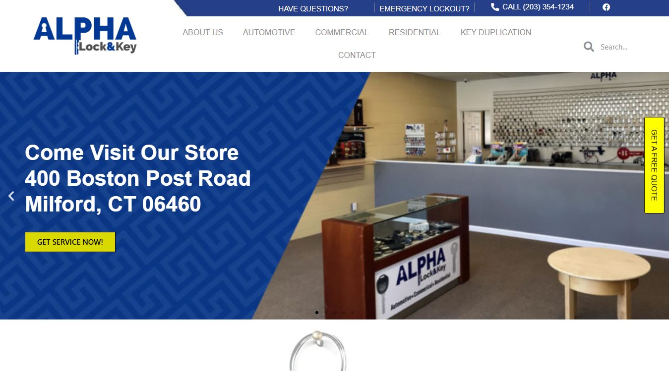 Website screenshot for ALPHA Lock&Key Locksmith