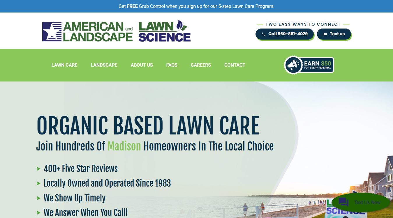 Website screenshot for American Landscape and Lawn Science