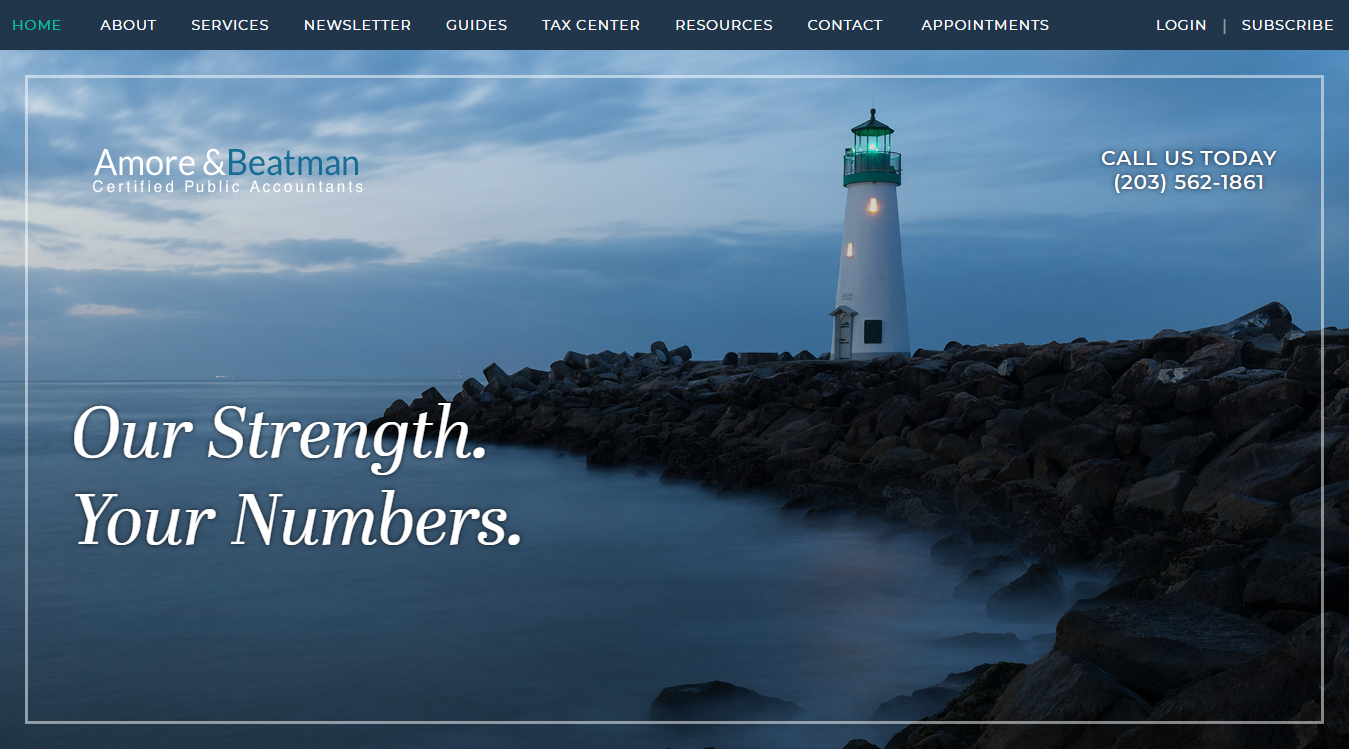 Website screenshot for Amore and Beatman CPAs LLC