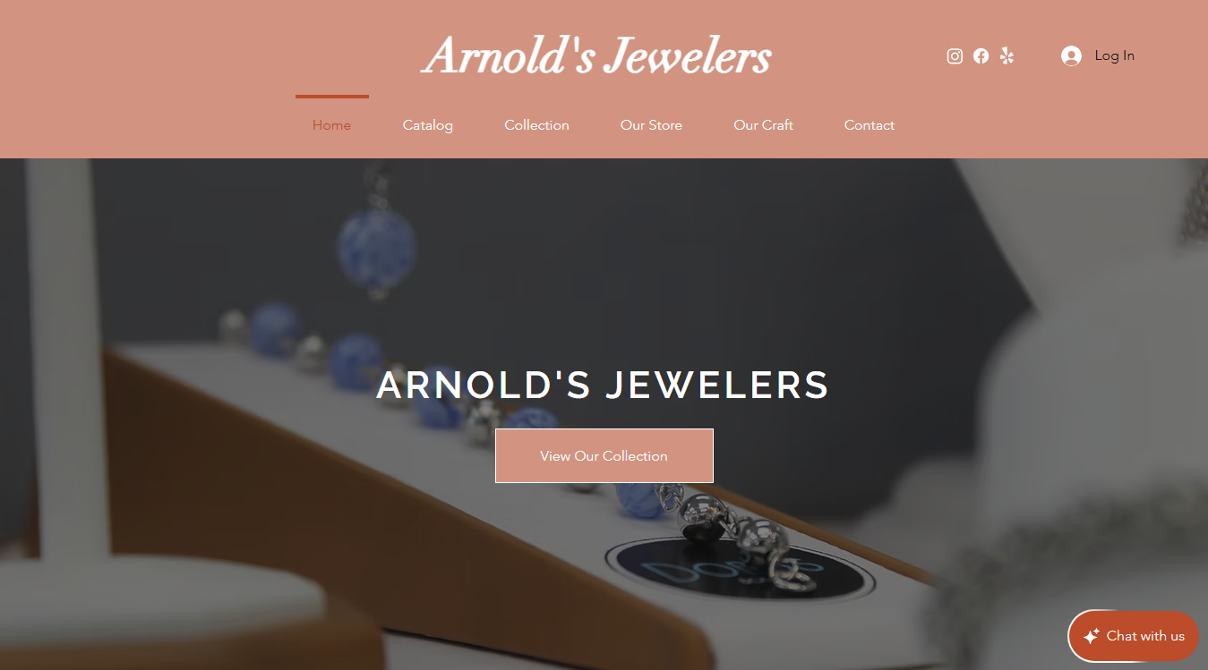 Website screenshot for Arnold's Jewelers
