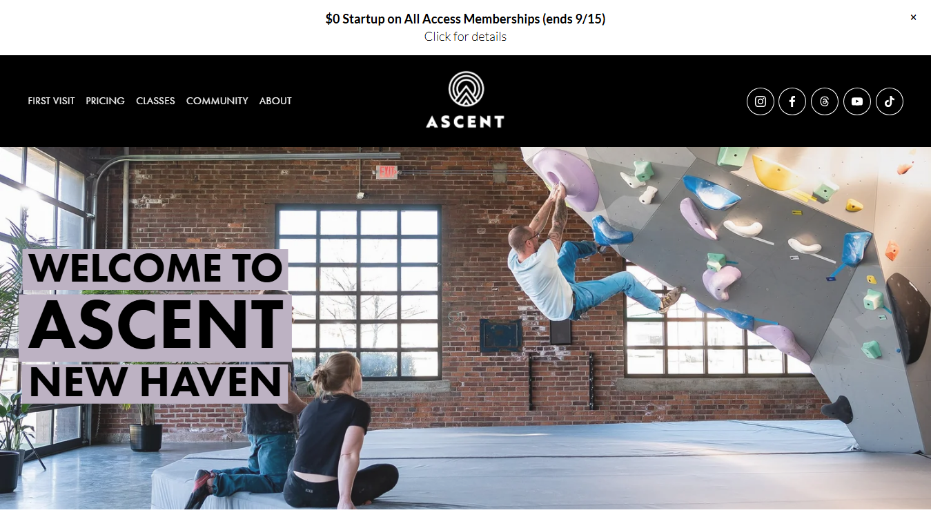 Website screenshot for Ascent New Haven