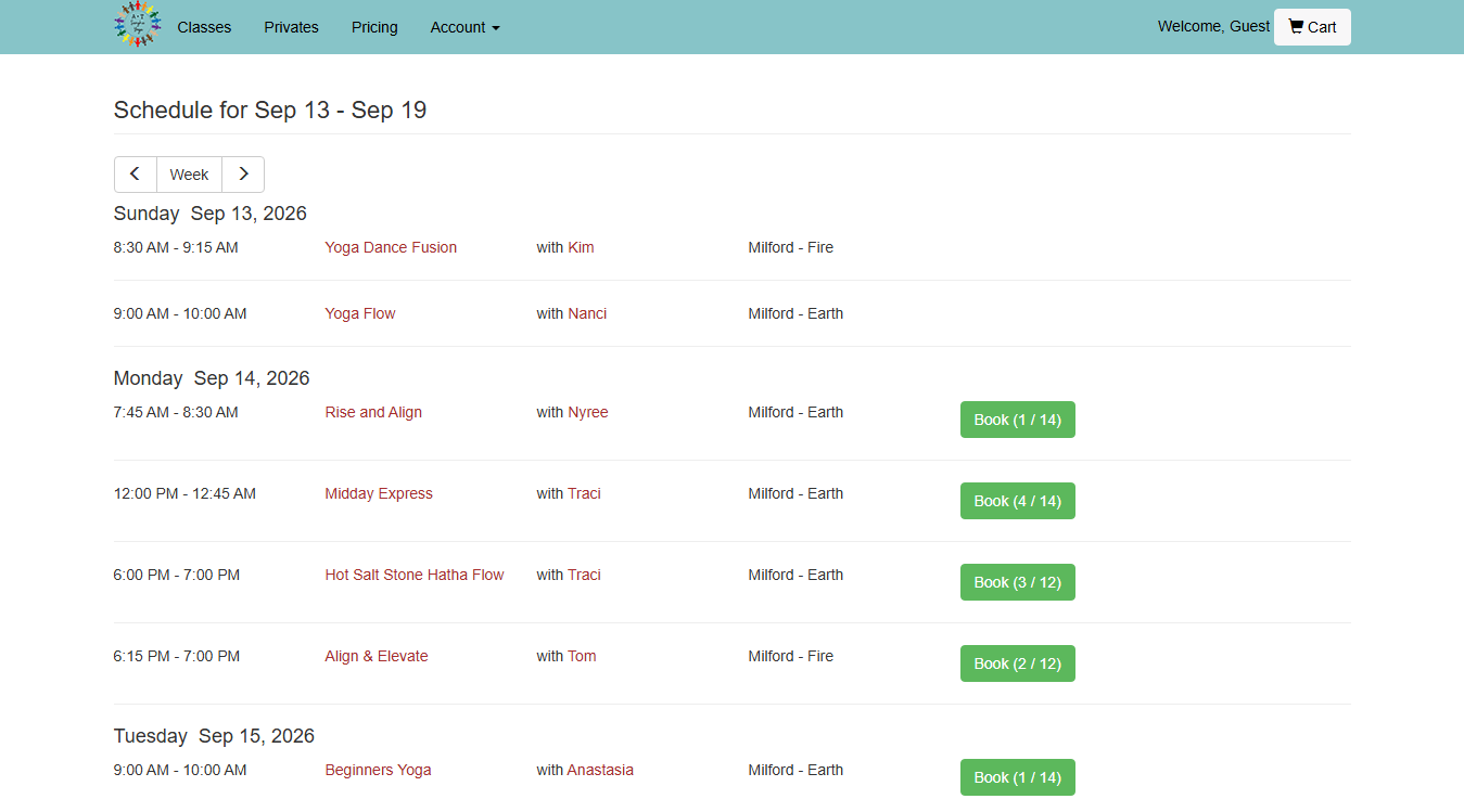 Website screenshot for AT Sangha Yoga