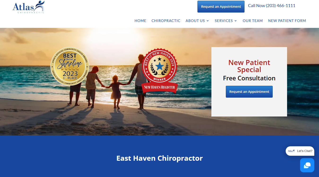 Website screenshot for Atlas Chiropractic: Adam Church, D.C.