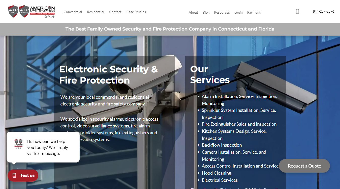 Website screenshot for ATP Alarms