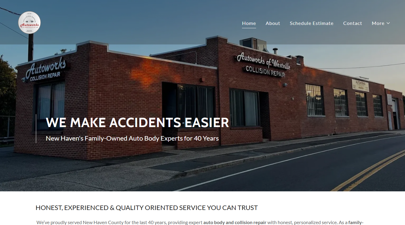 Website screenshot for Autoworks of Westville Inc.