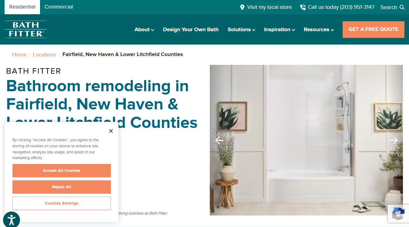 Website screenshot for Bath Fitter
