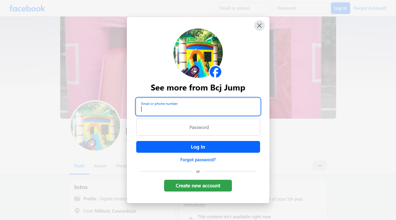 Website screenshot for BC&J Jump 4 Joy