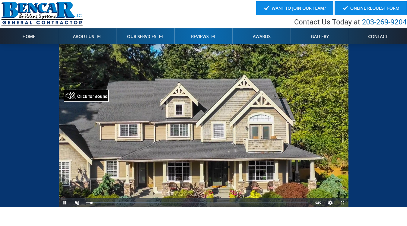 Website screenshot for Bencar Building Systems LLC