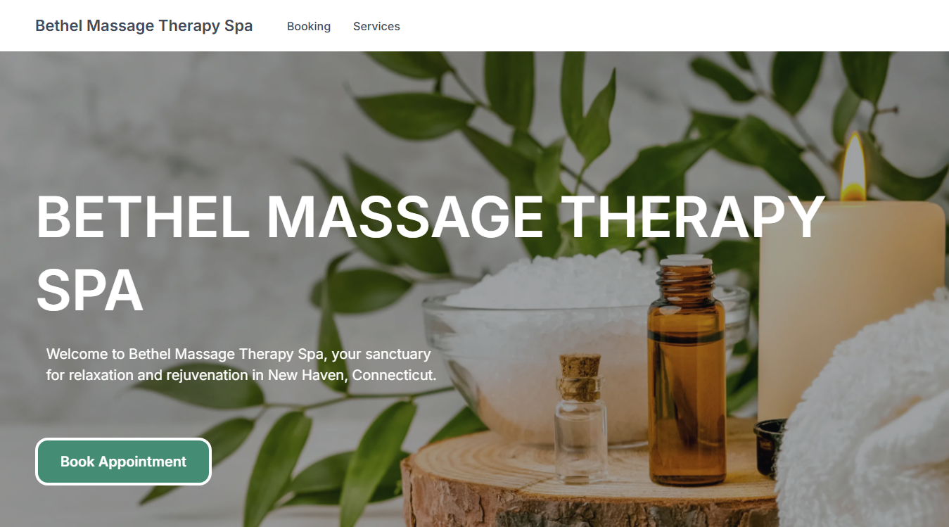 Website screenshot for Bethel Massage Therapy Spa