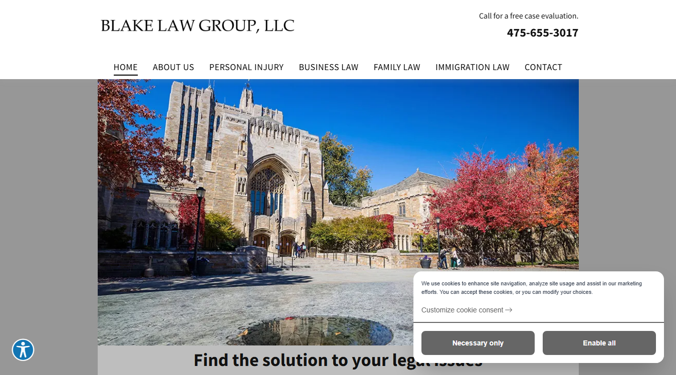 Website screenshot for Blake Law Group, LLC