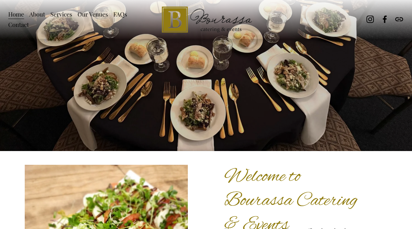 Website screenshot for Bourassa Catering & Events