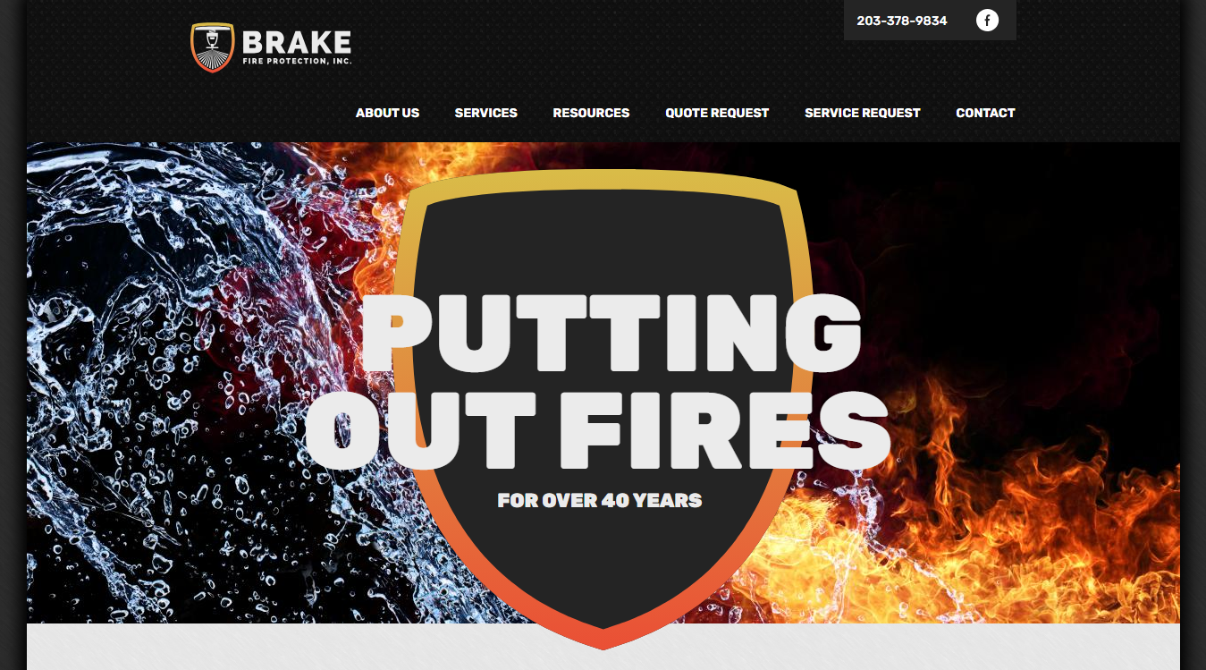 Website screenshot for Brake Fire Protection Inc
