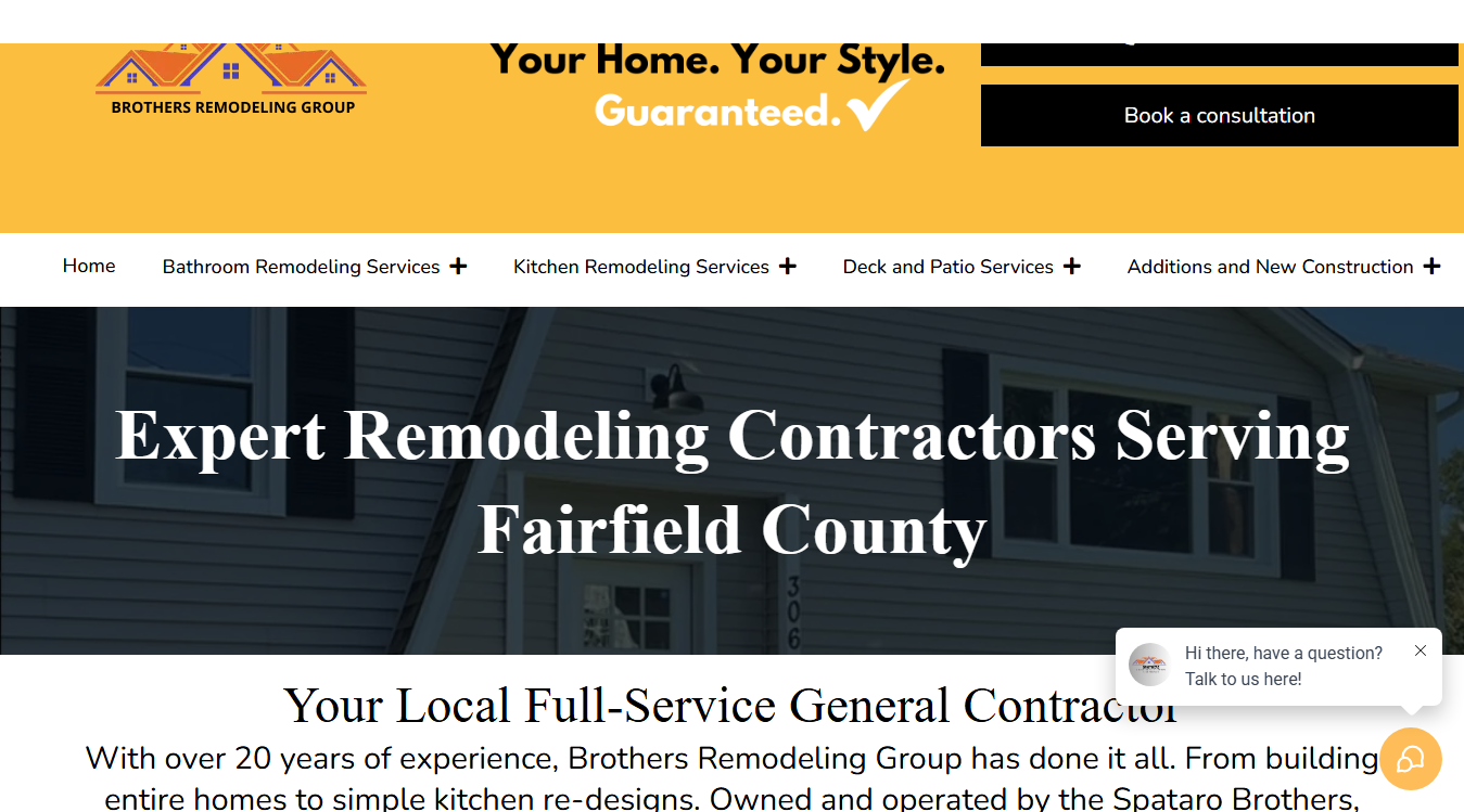 Website screenshot for Brothers Remodeling Group LLC