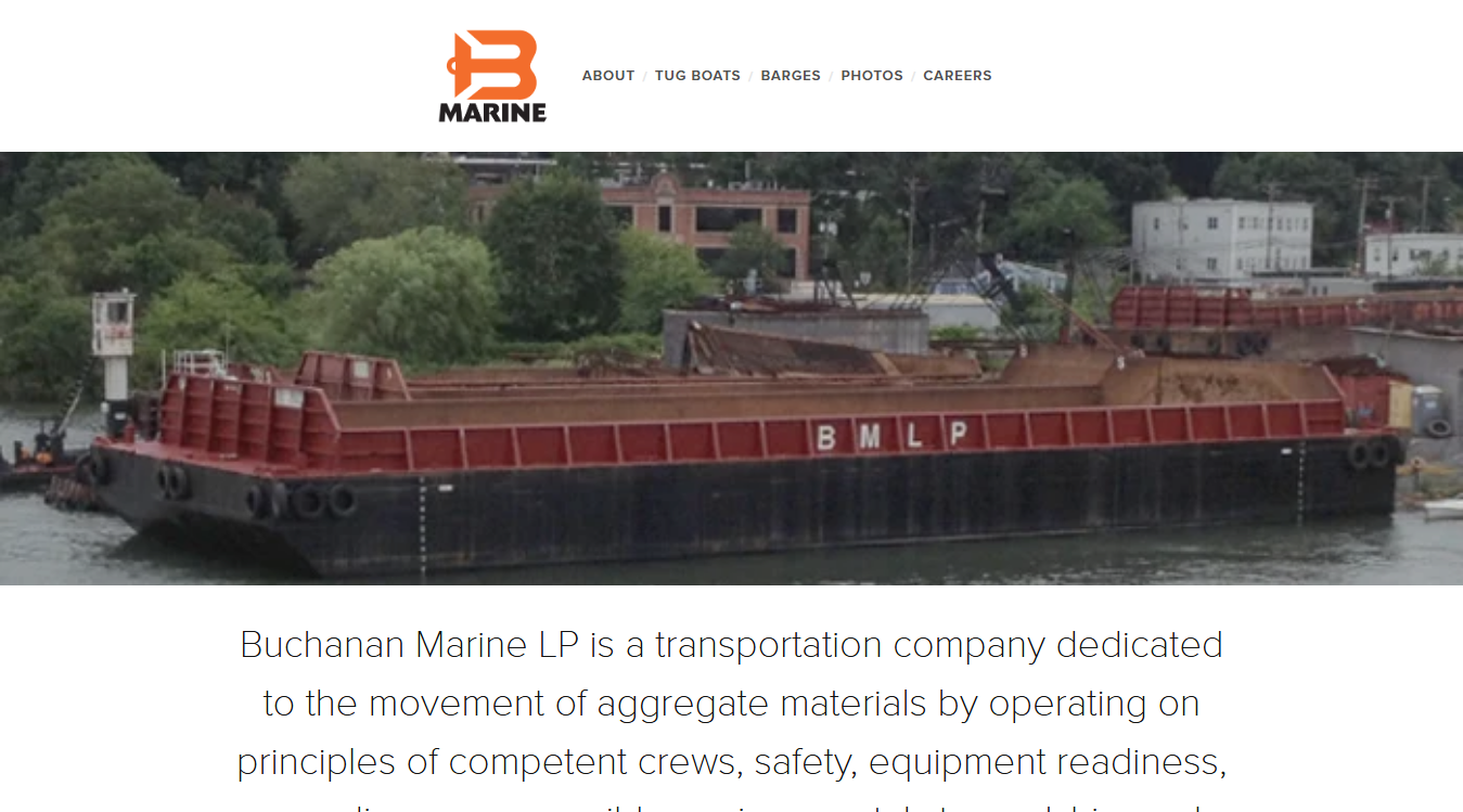 Website screenshot for Buchanan Marine LP