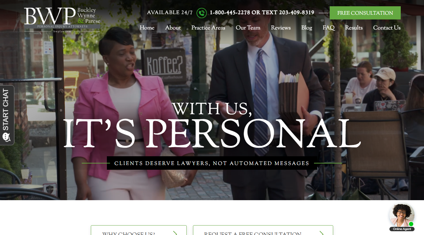 Website screenshot for Buckley Wynne & Parese