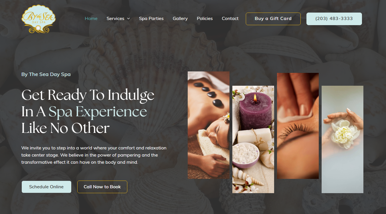 Website screenshot for By the Sea Day Spa