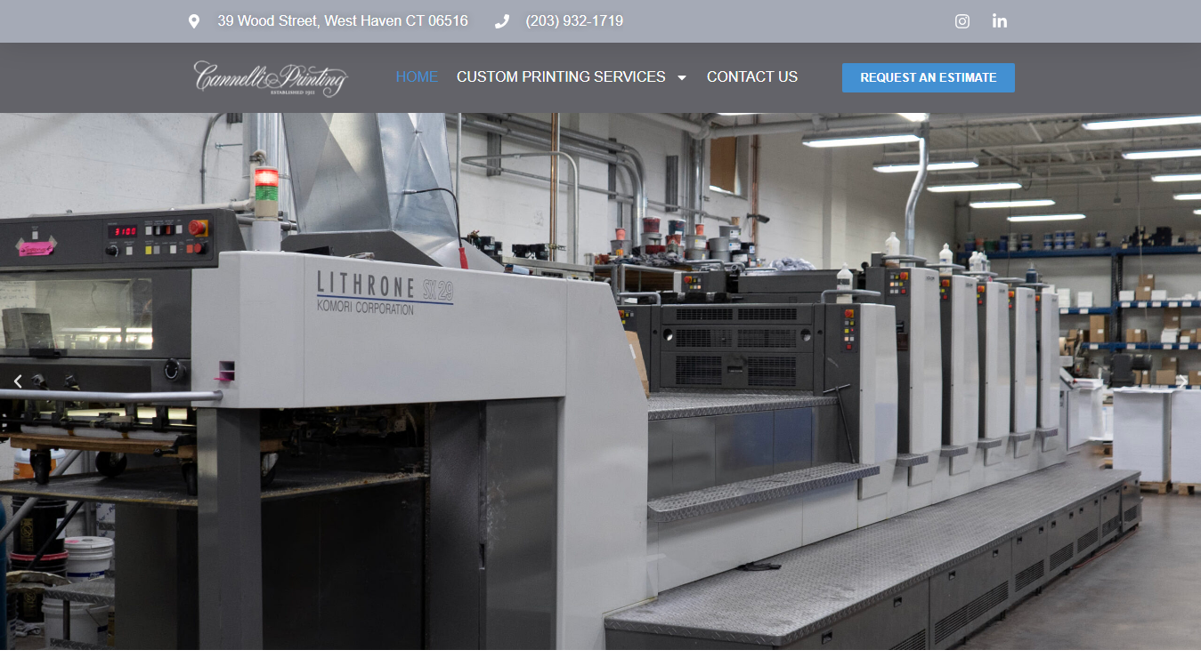 Website screenshot for Cannelli Printing, Inc.