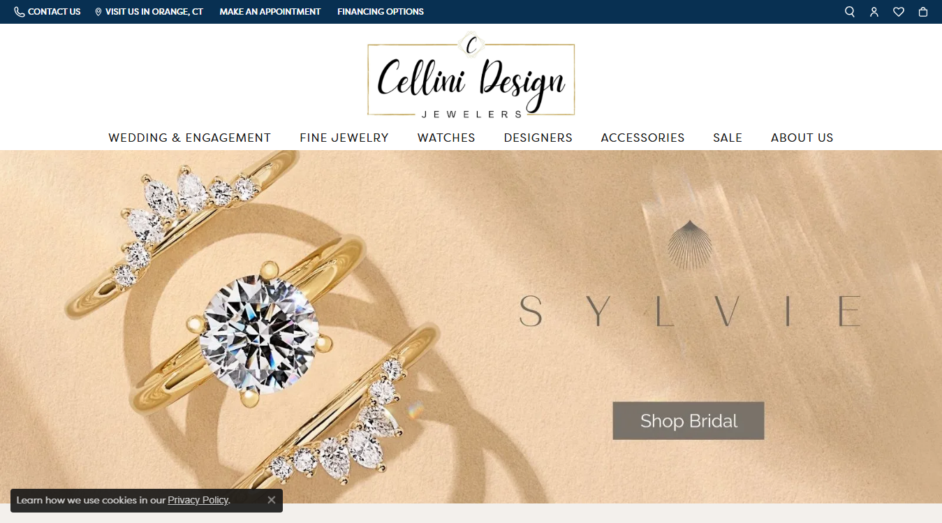 Website screenshot for Cellini Design Jewelers