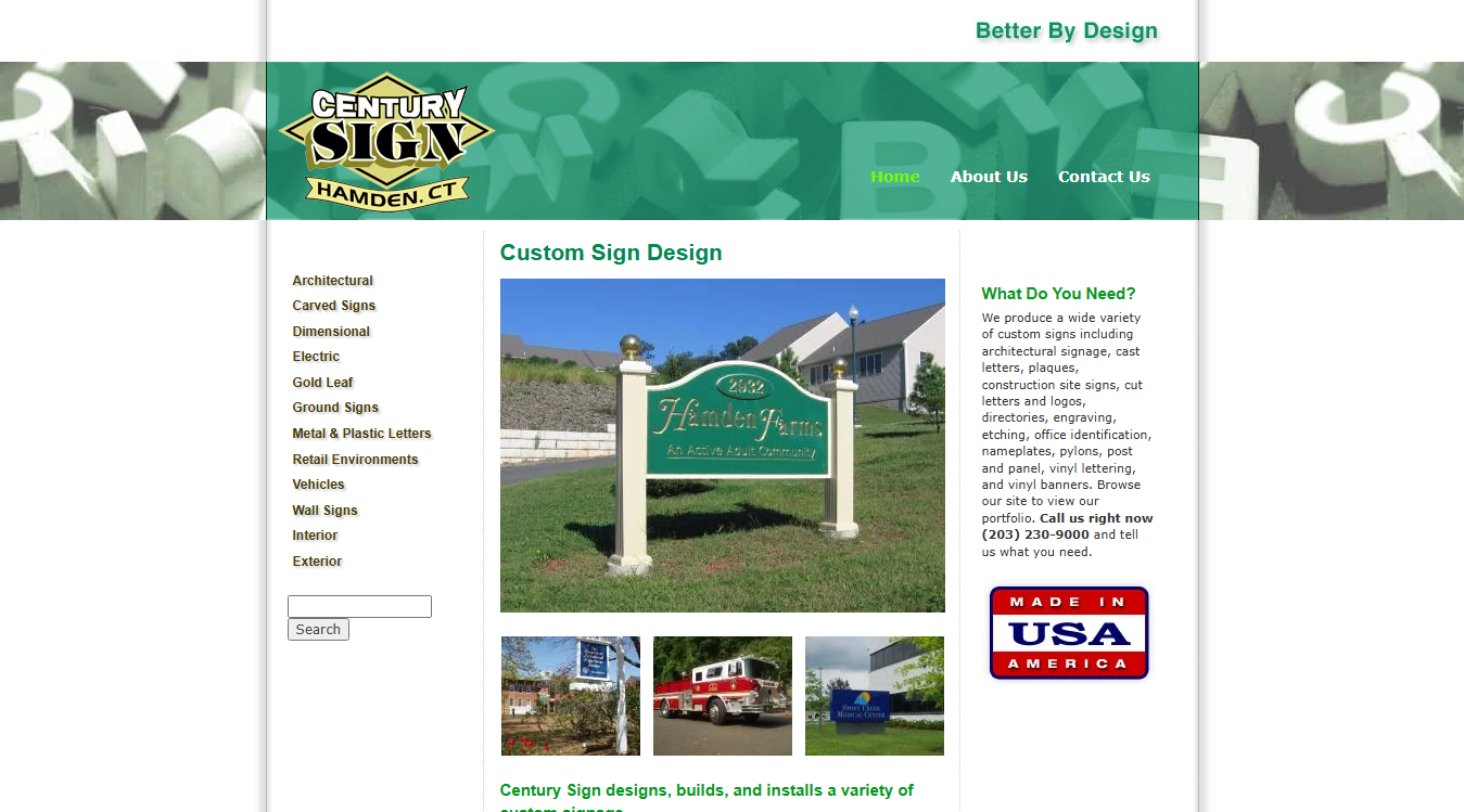 Website screenshot for Century Sign