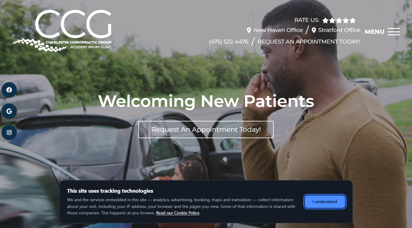 Website screenshot for Charlestin Chiropractic Group