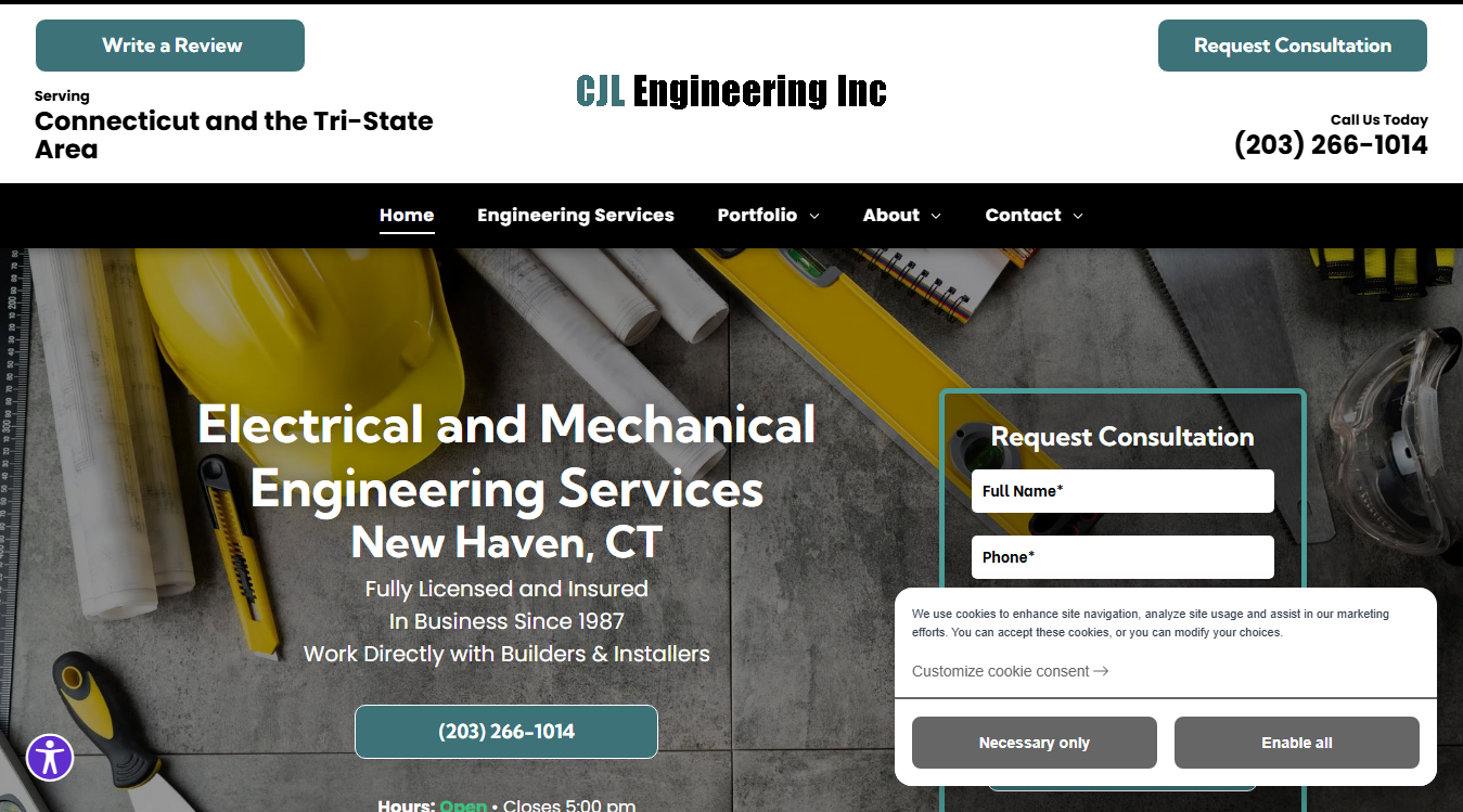 Website screenshot for CJL Engineering Inc