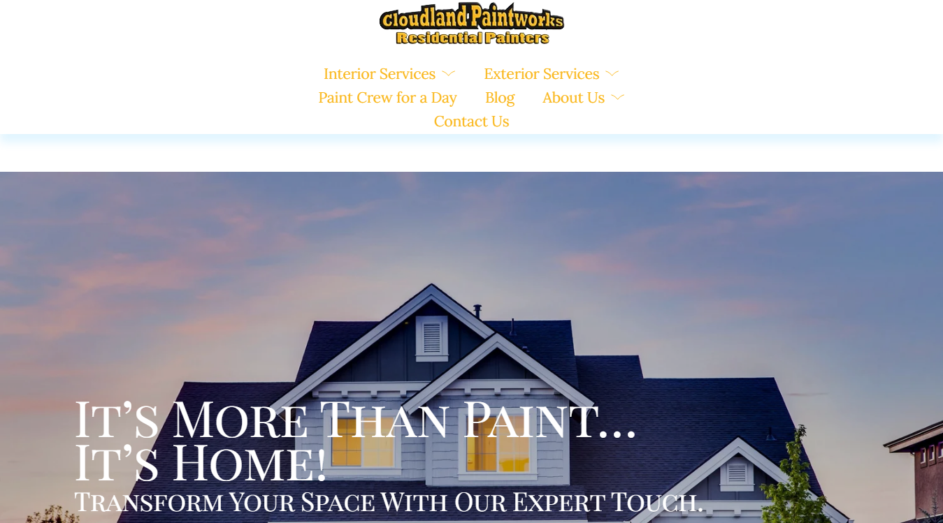 Website screenshot for Cloudland Paintworks, Inc