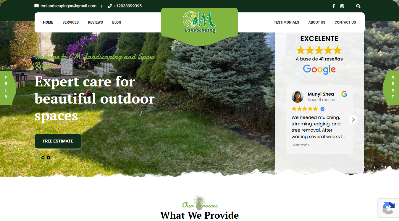 Website screenshot for CM Landscaping And Snow Removal