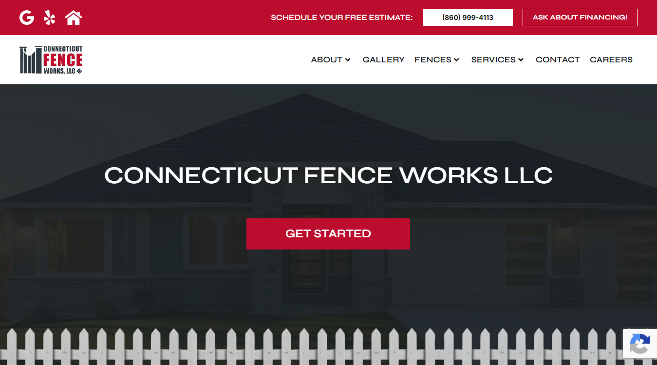 Website screenshot for Connecticut Fence Works LLC