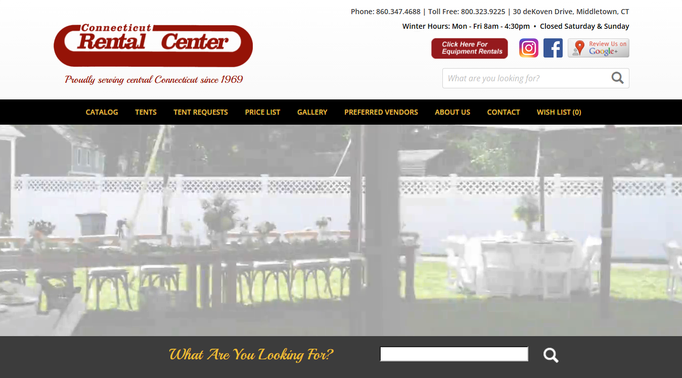 Website screenshot for Connecticut Rental Center