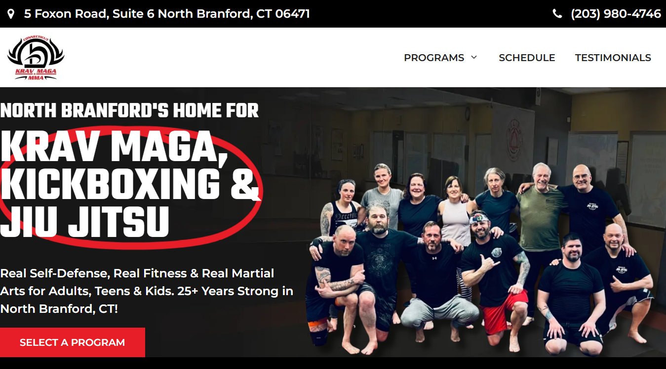 Website screenshot for CT Krav Maga & MMA