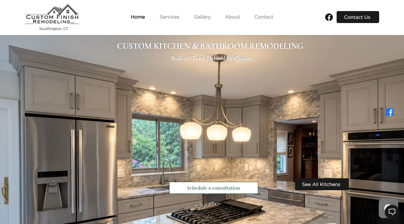 Website screenshot for Custom Finish Remodeling