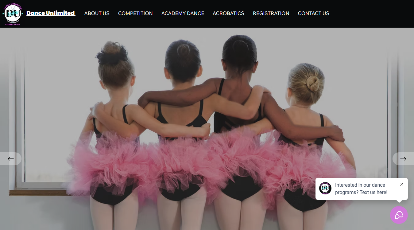 Website screenshot for Dance Unlimited