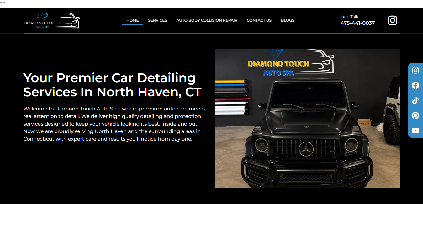 Website screenshot for Diamond Touch Auto Spa & Collision Repair