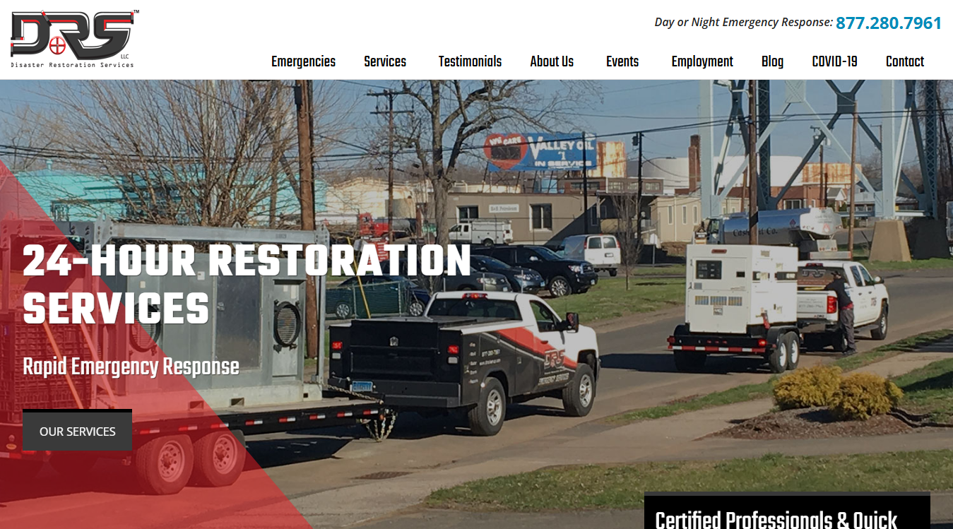 Website screenshot for Disaster Restoration Services
