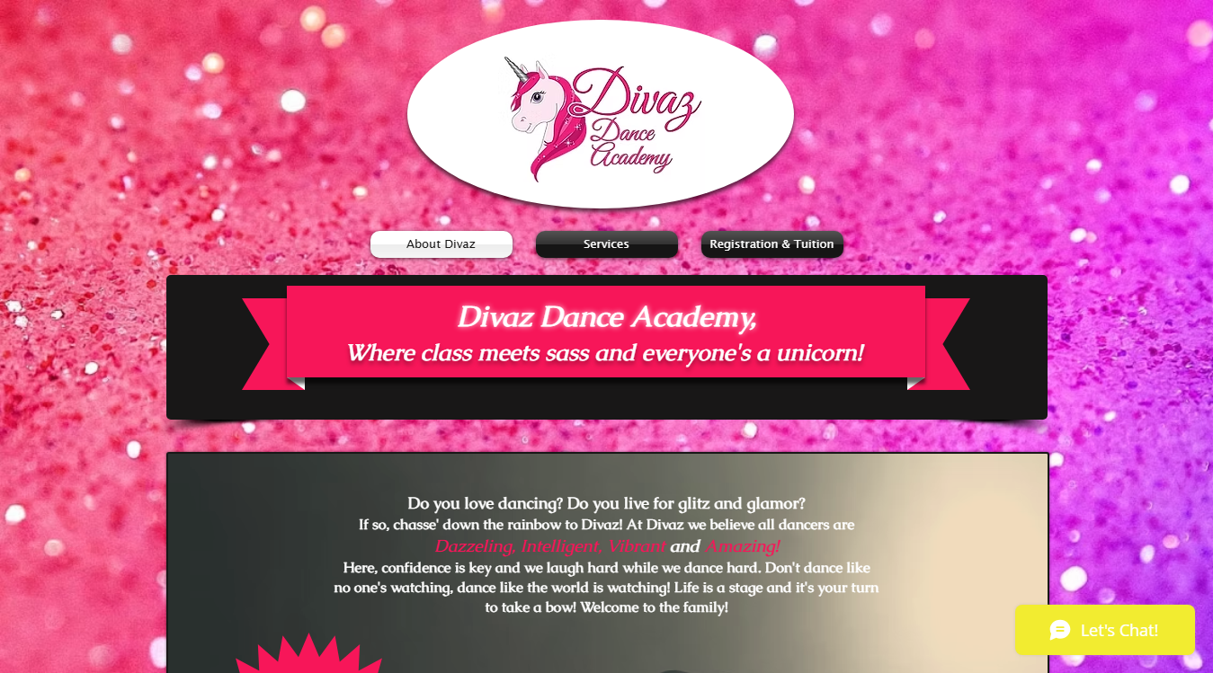 Website screenshot for Divaz Dance Academy