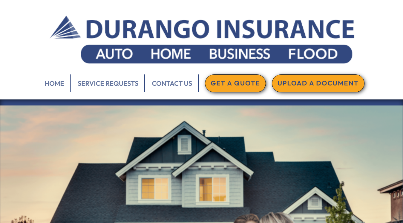 Website screenshot for Durango Insurance Agency New Haven CT
