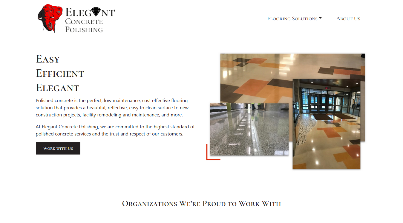 Website screenshot for Elegant Concrete Polishing Inc.