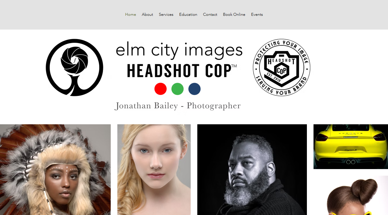 Website screenshot for Elm City Images