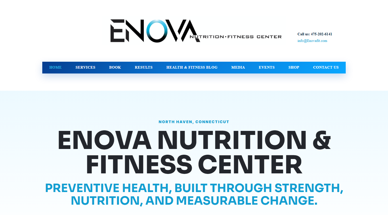 Website screenshot for Enova Nutrition & Fitness Center
