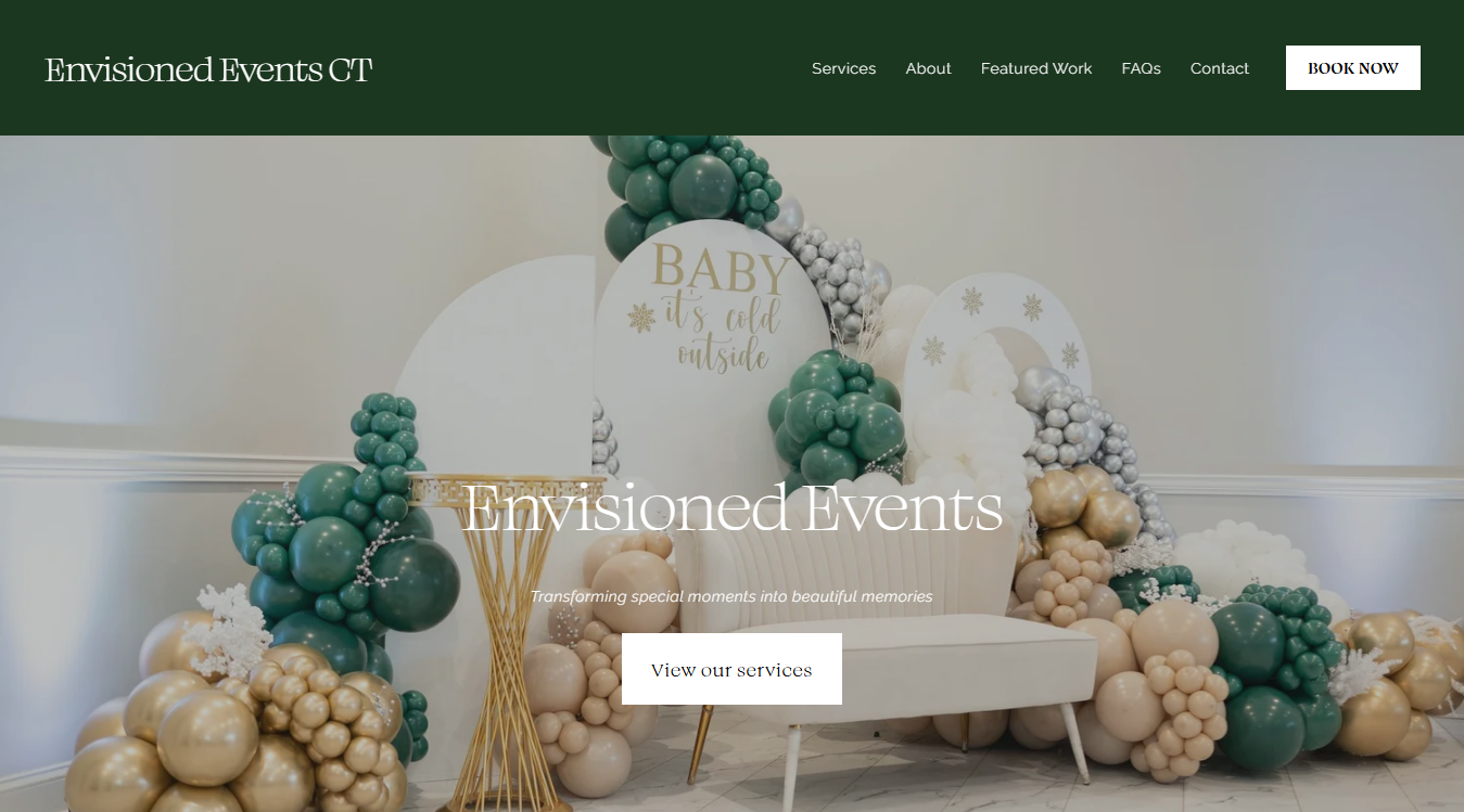 Website screenshot for Envisioned Events CT