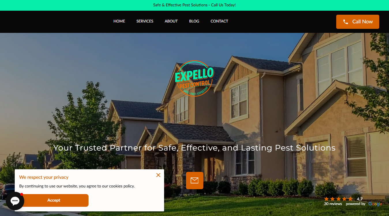 Website screenshot for Expello Pest Control