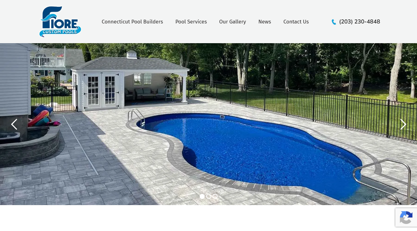 Website screenshot for Fiore Custom Pools & Spa LLC